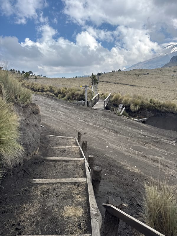 Hiker documents mountain trail near Tlamacas, Mexico