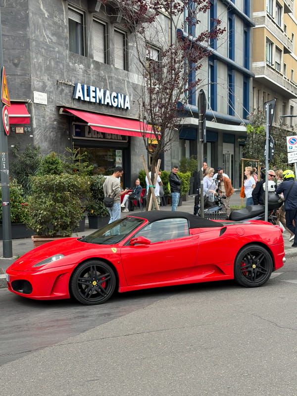 Red Ferrari F430 Spider spotted parked on Milan street