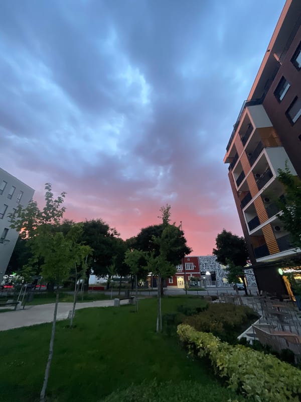 Zemun residential complex at dusk, summer evening