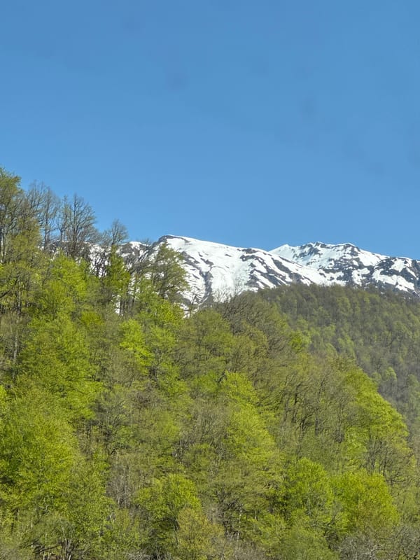 Spring mountain landscape photographed in Estosadok, Russia