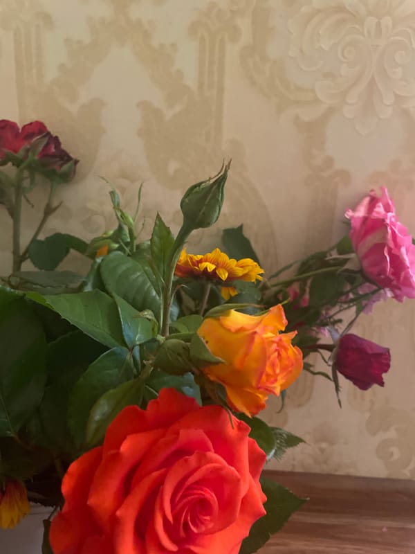 Colorful rose bouquet captured in Bolhrad, Ukraine home