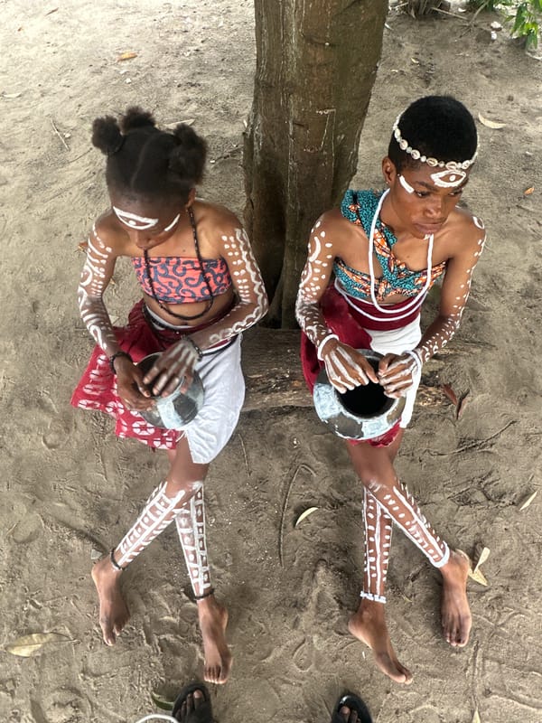 Traditional fire ceremony with body paint in Badagry Nigeria