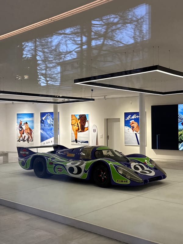Classic Rally Cars Gather for Evening Display in Sankt Moritz