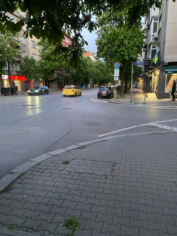Ordinary Sofia street scenes captured during evening hours