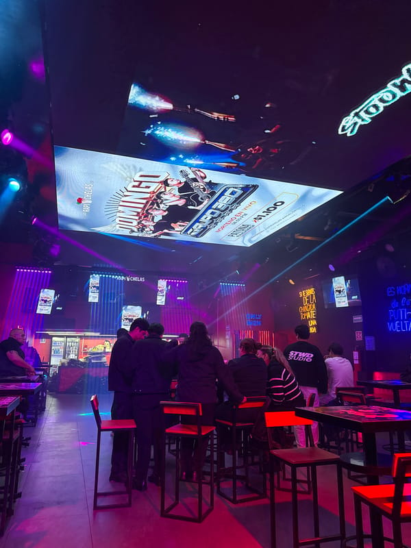 Morning scene captured inside crowded Puebla bar