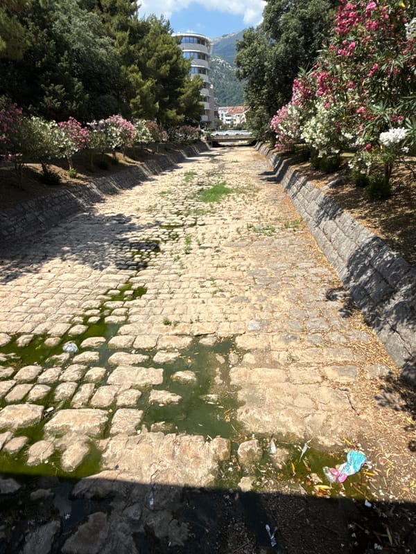 Midday in Budva: old town streets, beach, and ćevapi