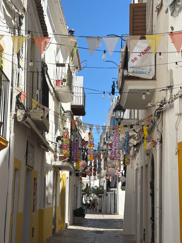 Narrow alleyway captured in Eivissa, Spain