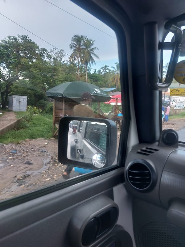 Vehicle interior view captured in Dar es Salaam