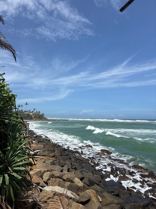 Morning coastal scenes and Ganesha statue documented in Ahangama