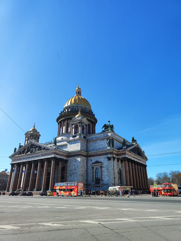 Saint Petersburg street scenes documented near Isaac's Cathedral