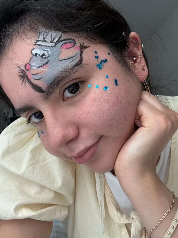Face paint and glitter, winding down after a night out in Austin