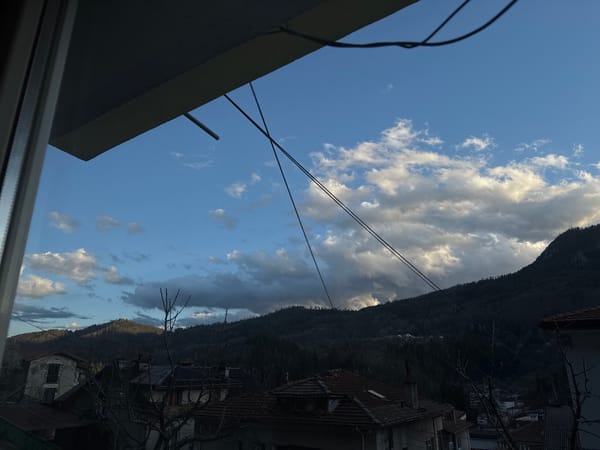 Elevated view captured of Smolyan residential area, mountains