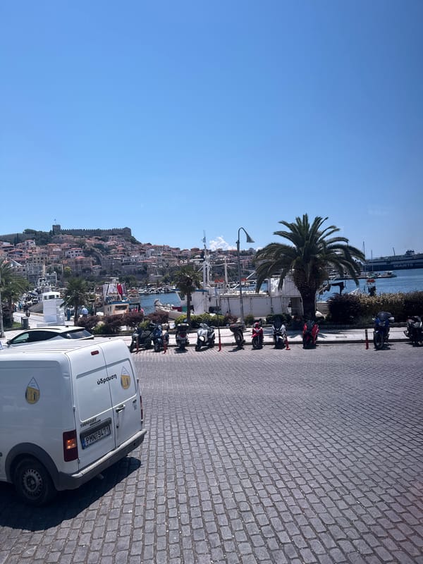 Sunny morning around Kavala's harbor streets