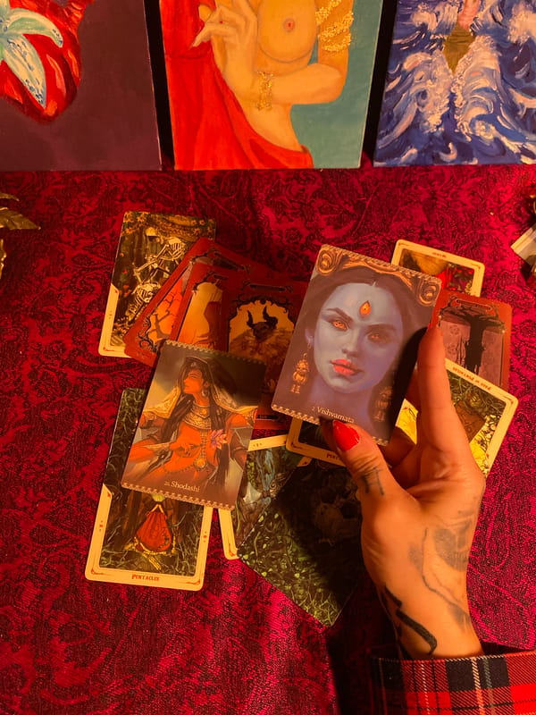 Tarot card reading session documented in Kunje, Montenegro