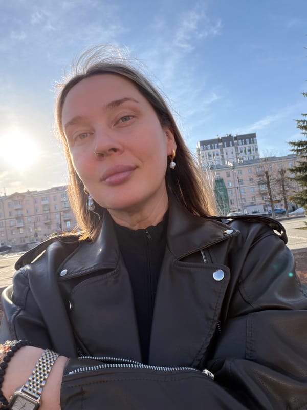 Woman documents architectural tour of central Izhevsk, Russia