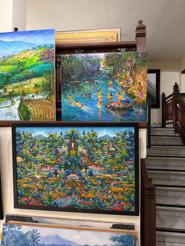 Art gallery displays documented in Ubud District Indonesia