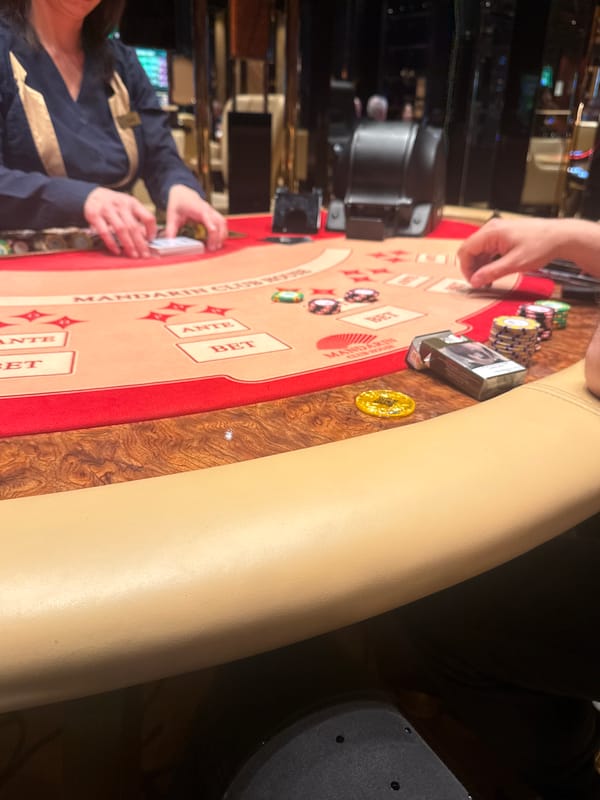Woman takes selfies at Mandarin Club Casino in Batumi