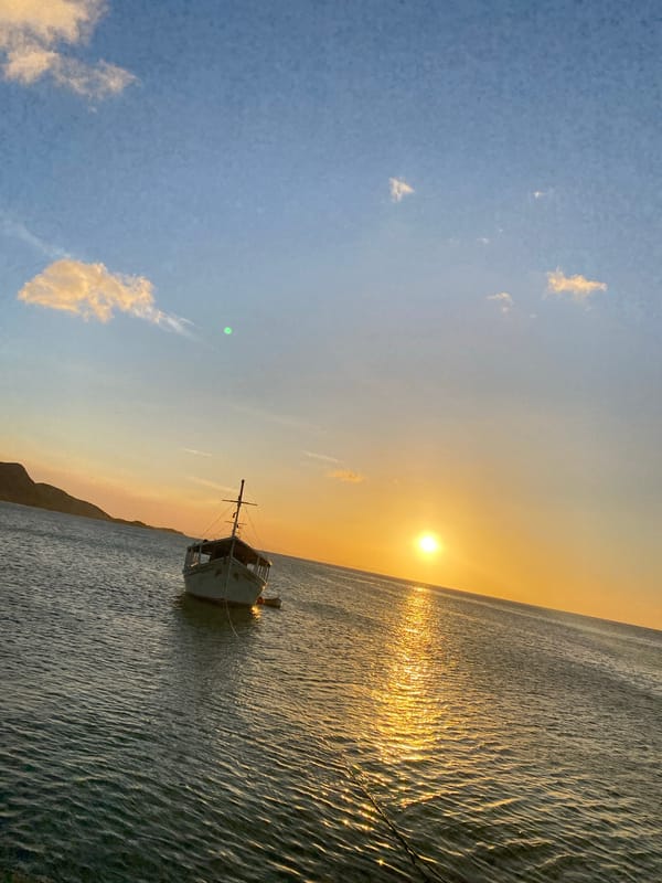 Sunset documented across Juan Griego coastline March 25