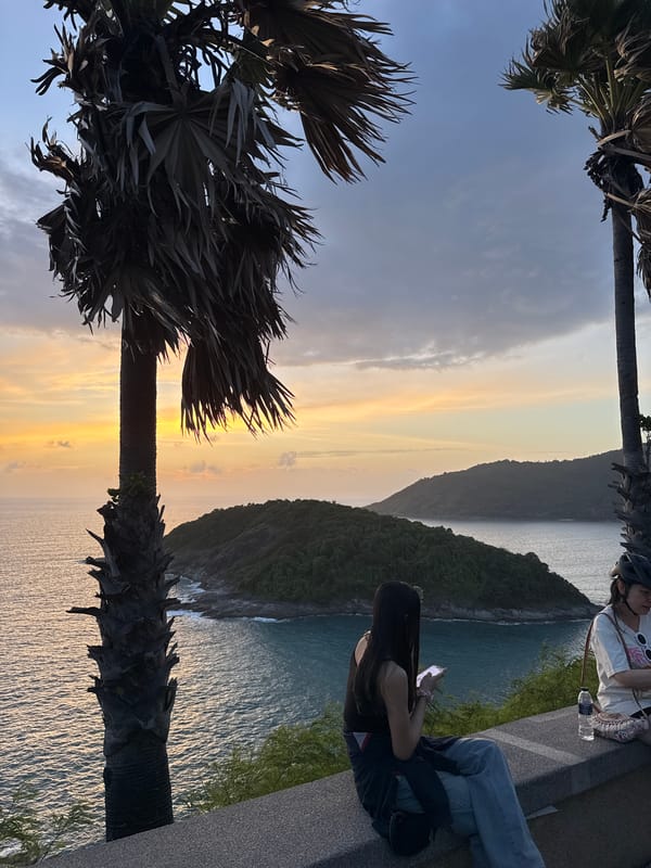 Sunset at Rawai's clifftop viewpoint over the Andaman Sea