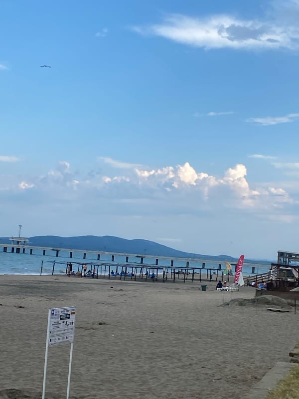 Burgas beach and Sea Garden on a busy summer afternoon