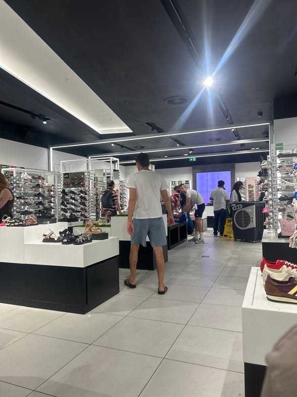 London shoe store captured during normal shopping activity