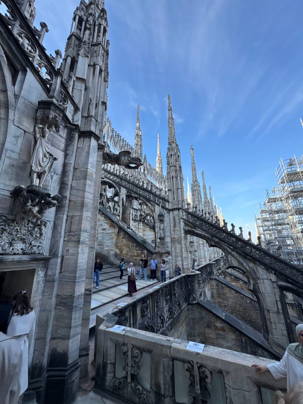 Morning documentation of Milan Cathedral's Gothic architecture captured
