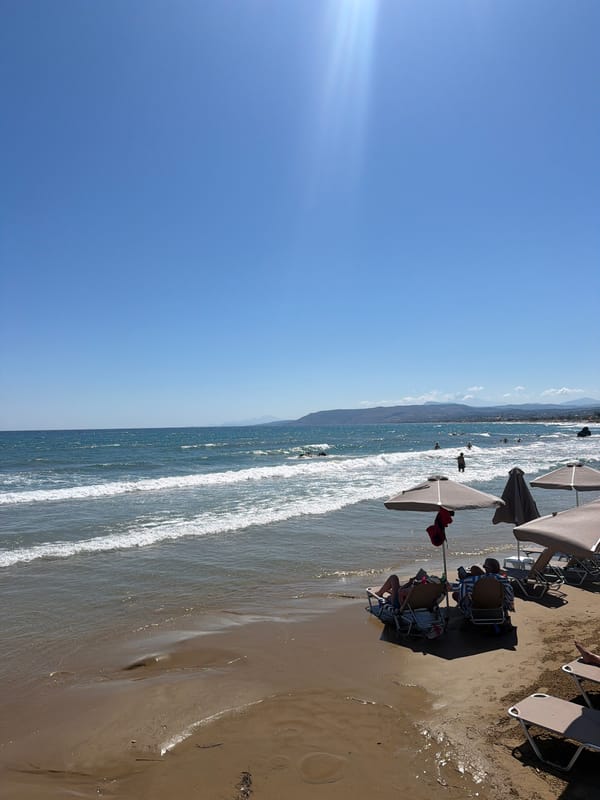 Quiet summer morning at Georgioupoli beach, Crete