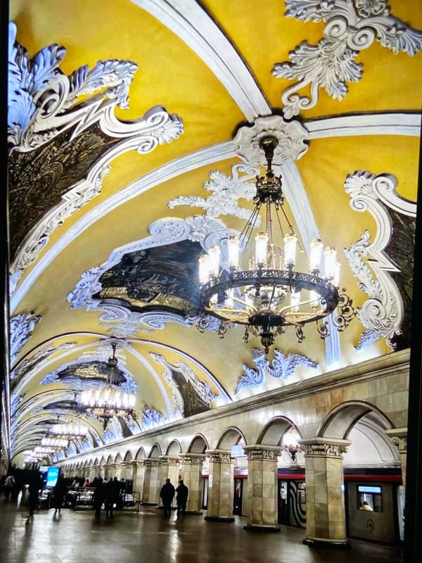 Grand public spaces: Moscow metros, UN hall, and festive streets