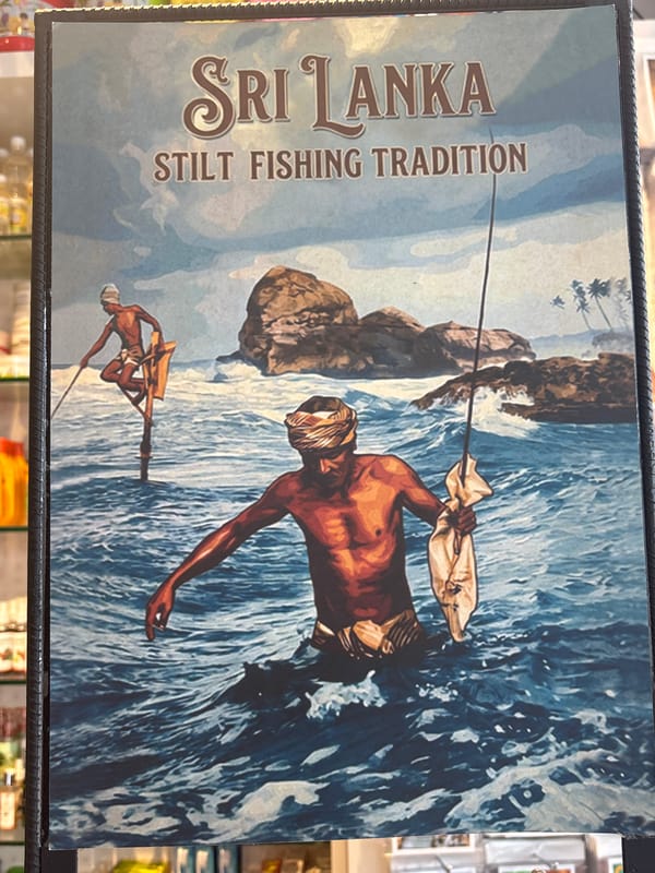 Sri Lankan coastal tourism memorabilia displayed in Ahangama