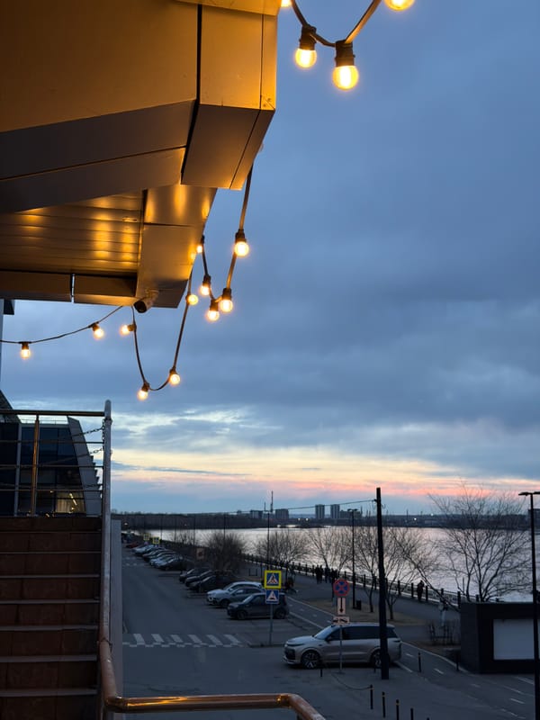 Twilight sunset observed along Yenisey River in Krasnoyarsk