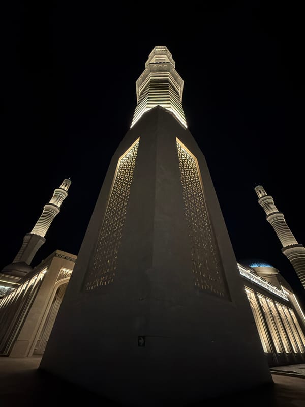 Astana's landmarks and public spaces after dark
