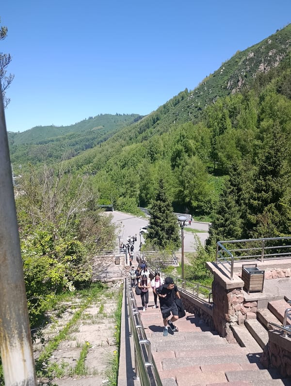 Morning recreational activity documented near Almaty's Medeu complex