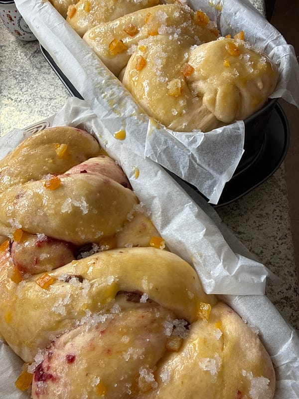 Sugar-topped challah breads baked in Dobrich, Bulgaria
