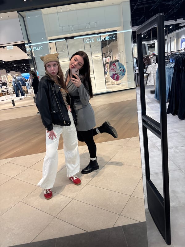 Two women take selfie at Perm shopping mall