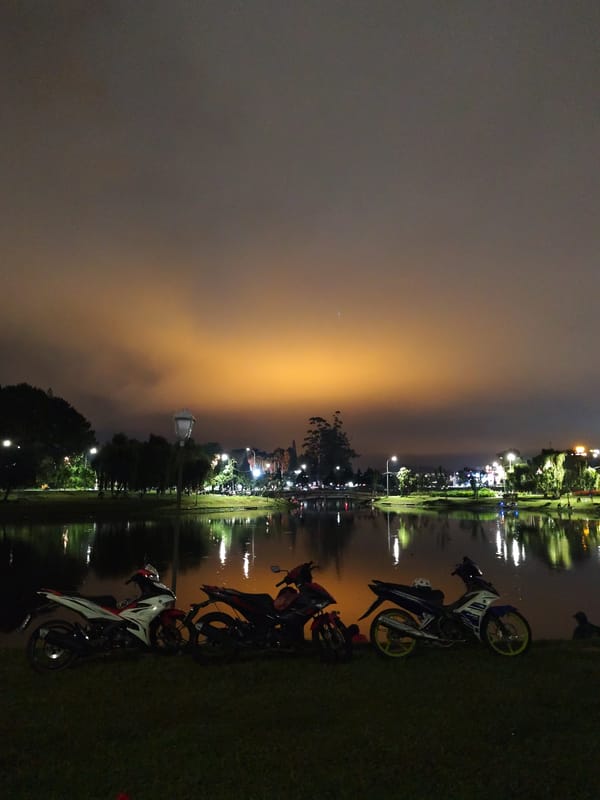 Peaceful evening scenes documented around Da Lat's Xuan Huong Lake