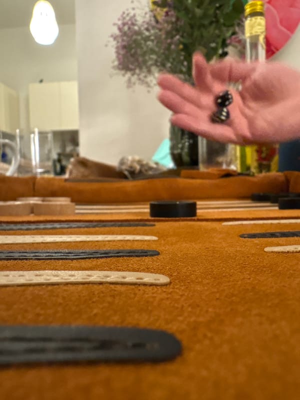 Backgammon game captured in progress in Tel Aviv