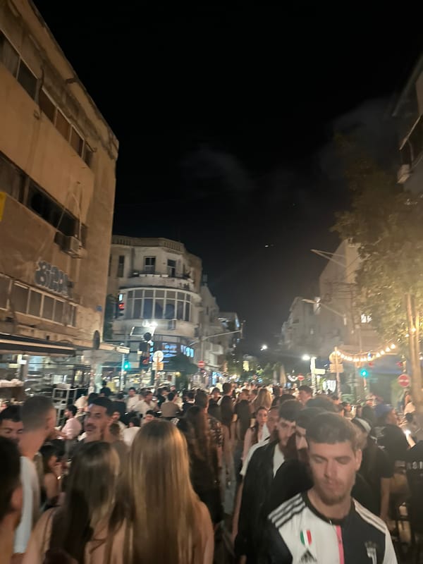 Tel Aviv street crowd on a warm night out
