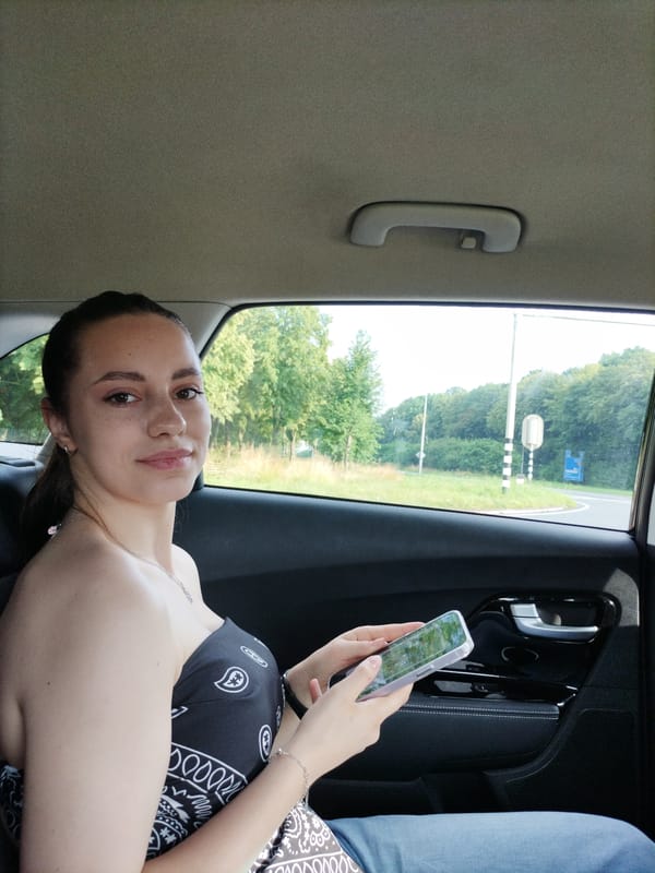 Rear seat moment on the road in Schagen, Netherlands