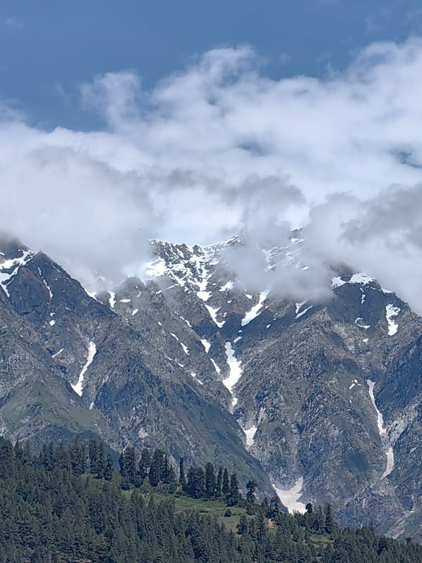Mountain morning in Vashisht, peaks, forests, and breakfast