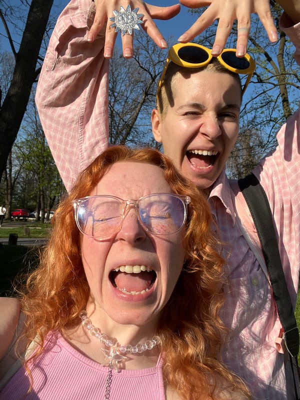 Person in pink plaid poses for photos in Belgrade park