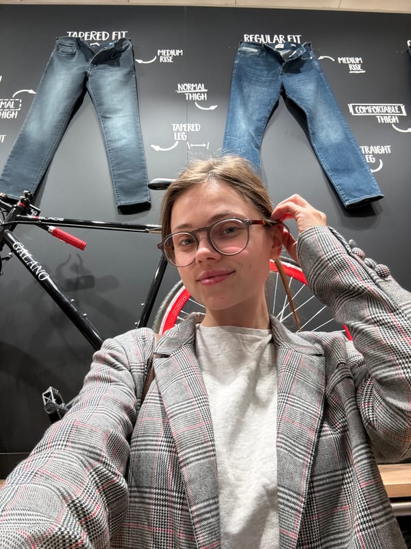 Shopper photographs bicycle display at Budapest clothing store