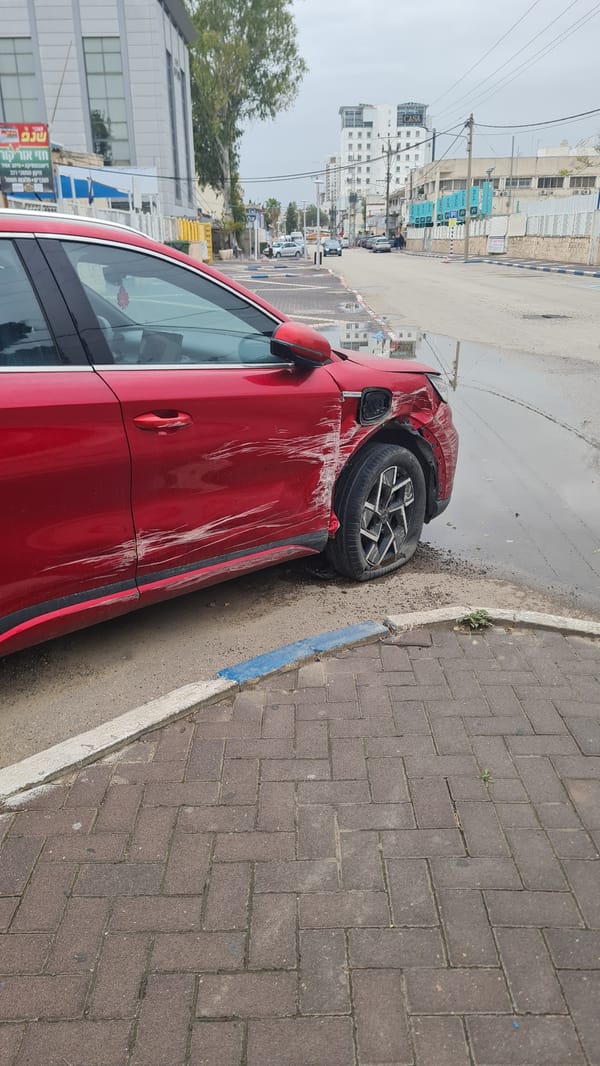 Vehicle accident scene documented in Nahariyya, Israel