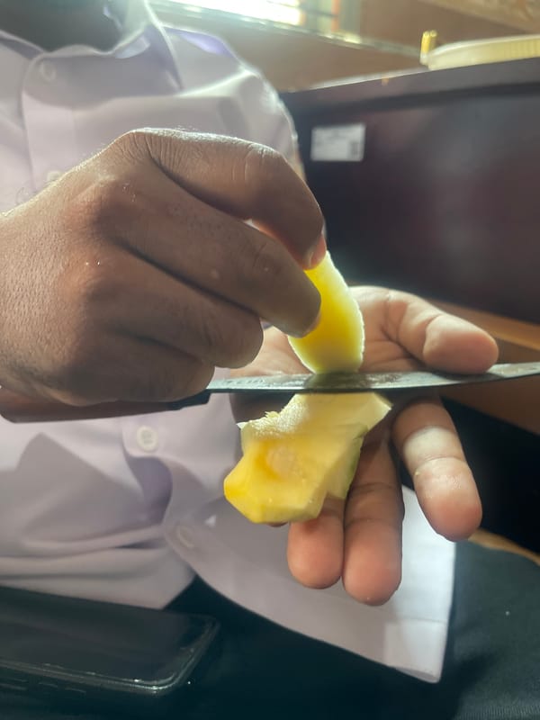Lazy morning in Julicotmeurak: street cats, mangoes, and fried snacks