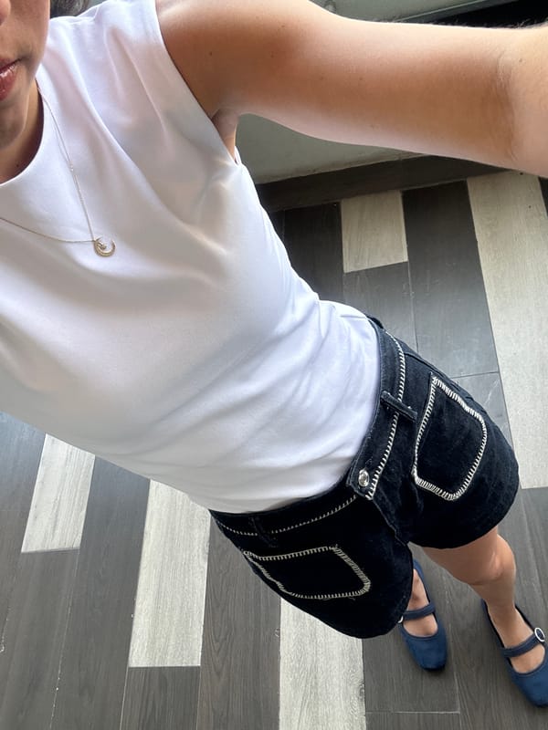 Woman takes selfie in urban setting, captured from multiple angles