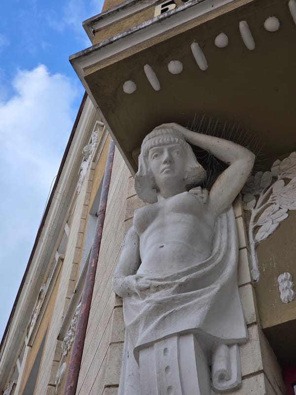 Classical architecture documented in downtown Varna, Bulgaria