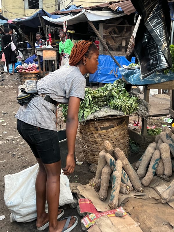 Afternoon trading at a busy produce market in Nkpor, Nigeria