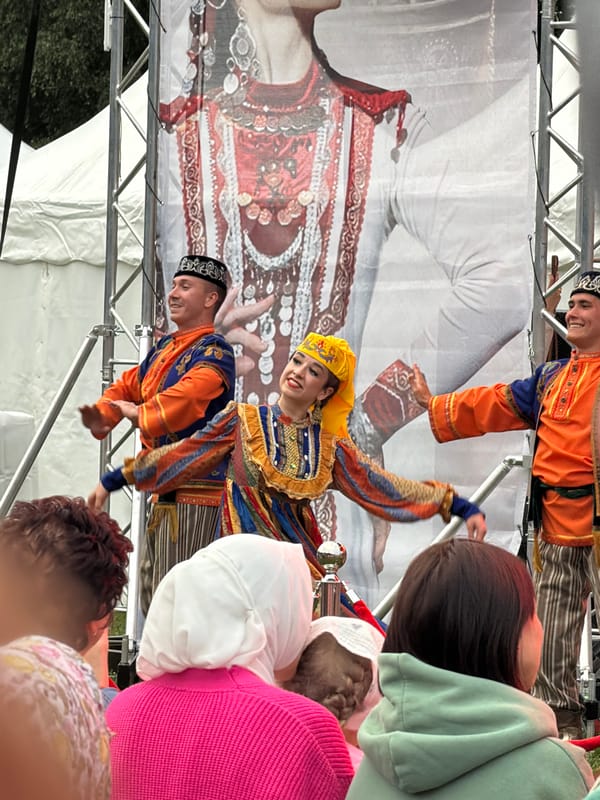 Traditional folk dance performances at Ufanet outdoor concert in Kazan