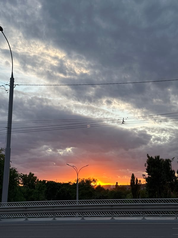 Sunset over Chișinău apartment buildings and residential streets