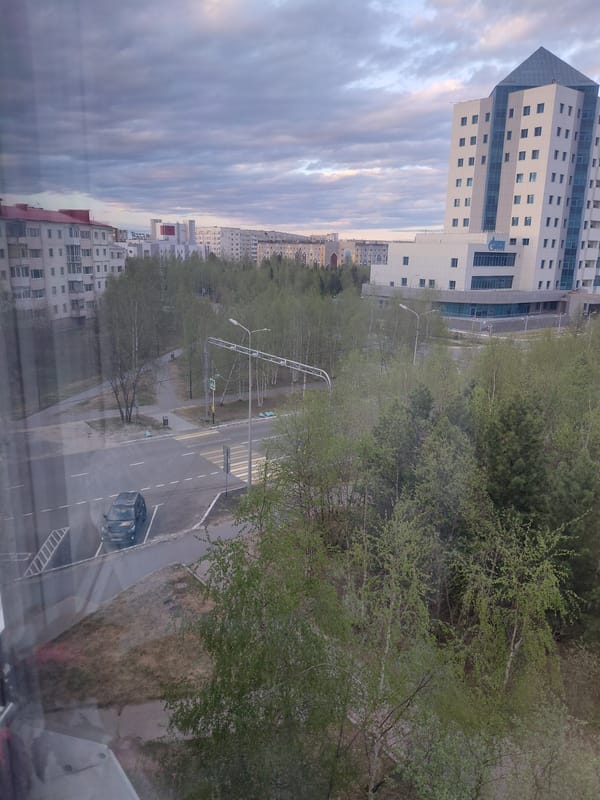 Overcast afternoon captured from elevated view in Nadym, Russia