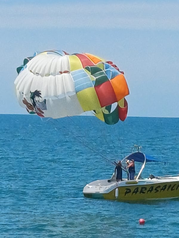 Parasailing and jet skiing off the Sochi coast